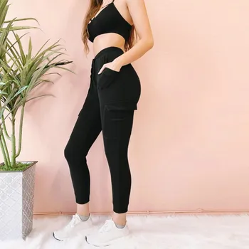 Moterų Atsitiktinis Nėrinių Slim Fit Antblauzdžiai Atsitiktinis Kelnės Fitness Diržo, Kišenėje Streetwear Moterų Kelnės