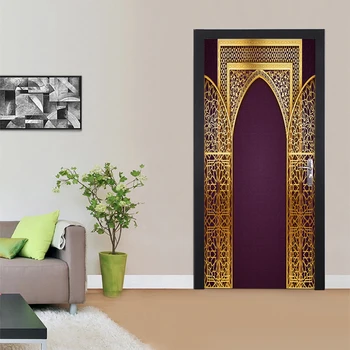 Musulmonų Stiliaus Aukso Durų Rėmo Meno Sienų Lipduko Namų Dekoro Miegamojo Kambarį, Duris, Sienų Lipdukai, lipnios PVC Sienos Plakatas