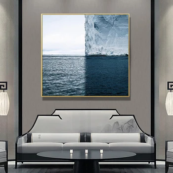 Mėlyna jūra ledkalnio Kraštovaizdžio Drobės Tapybos Plakatai ir Spausdina Cuadros Quadro Sienos Menas Nuotraukas Kambarį Namo Apdaila