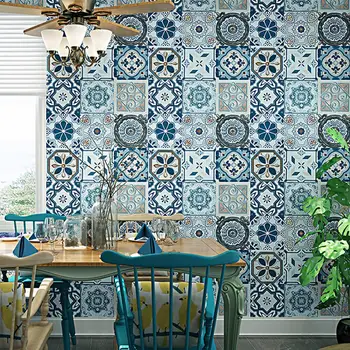 Mėlyna Maroko Imitacija, Plytelių, Tapetų, Miegamojo Kambarį, Tv Foną, Sienos Keraminių Plytelių, Tapetų Matinis Roll Vandeniui