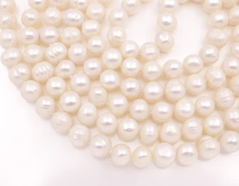 Natūralus Baltas Augimo Gėlavandenių Perlų sruogos Karoliai 10mm akmens, Rankų darbo Papuošalai 62