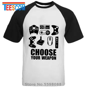 Nauja Vasaros vyriški T-shirt Pasirinkite Savo Ginklą Žaidėjus T Shirts PS1 PS2 PS3, PS4 Vaizdo Žaidimų Valdiklis Tees Medvilnės, trumpomis Rankovėmis Marškinėlius