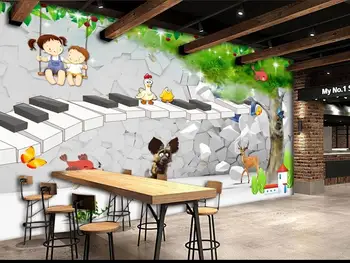 Naujas Custom didelės freskos 3D tapetai, mielas Šiaurės animacinių filmų gyvūnų, vaikų, miegamojo freskos TV atgal sienų dekoras giliai 5D iškilumo