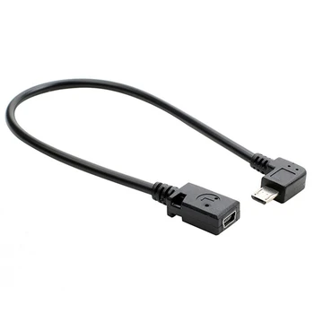 Naujas Konverteris Duomenų Kabelis 90 Laipsnių Micro Male USB Į Mini USB Female Adapteris Keitiklis Duomenų Kabelių Linijos, Usb prailginimo Kabelis