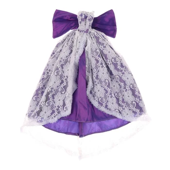 Naujas Lėlės Suknelė Lėlės Priedai 30cm 1/6 Lėlės Drabužių Lėlės Drabužiai Lankas Violetinė Ilga Uodega Princesė Vestuvių Suknelė