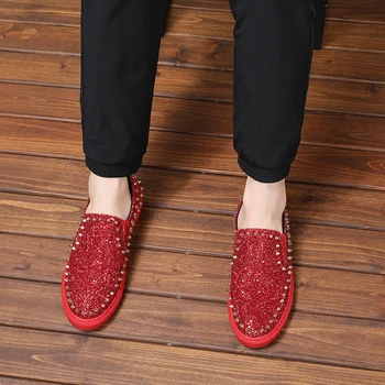 Naujas Mados dizaineris Kniedės vyriški batai Prabangos Prekės aukšto viršų odos Mens Mokasīni, Raudona apačioje Paslysti ant Aukštos Kokybės zapatos hombre