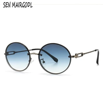 Naujas Prekės ženklas Dizaineris apvalūs akiniai nuo saulės moterims, vyrams 2020 Retro Saulės Akiniai Vyras Moteris Metalinio Rėmo Akiniai Prabangių senovinių oculos UV400