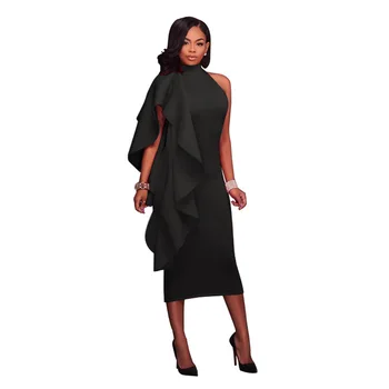 Naujas stilius Afrikos Moterų drabužių Dashiki mados vientisos spalvos įmantrybių suknelė ponios dydis S M L XL 2XL MY236