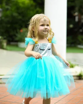 Naujas Tiffanyblue Rožinė ir Balta Tiulio Mielas Helovinas Dress Vaikams 1-7 Metų Kūdikių Drabužiai 3 metų gimtadienio proga-suknelė