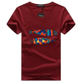 Naujas Vyrų marškinėliai Mados, O kaklas Trumpas rankovėmis Slim Fit Spalva Žuvų Atspausdintas T-Shirt Vyras Viršuje Trišakiai Plius Dydis S-5XL