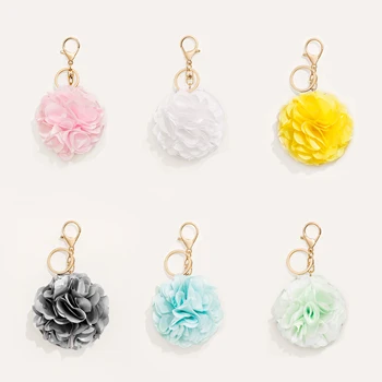Nauji karšto pardavimas nešiojamų PU įvairių spalvų makiažo veidrodėliai key chain plaukų kamuolys drugelis modelio gėlių formos daugiafunkcinis keychain