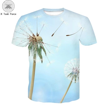 Nauji vyriški kiaulpienių atspausdintas T-shirt, vyriški laisvalaikio 3D T-marškinėliai, vyriški ir moteriški marškinėliai, apvalios kaklo tee marškinėliai