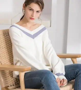 Naujų 2020 m. Rudens Žiemos moteriški Megztiniai V-Kaklo Megztinis korėjos Minimalistinio Stiliaus Atsitiktinis Moterų Džemperiai CL593