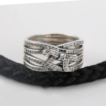 Nekilnojamojo 925 Sterlingas Sidabro Puikus Saldus Lankas Mazgas Žiedai Romantiška Moterų Dalyvavimas Vestuvių Fine Jewelry