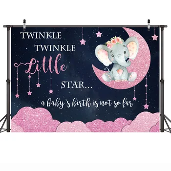 Neoback Šmėžavimas Mažai Žvaigždžių Baby Shower Fotografijos Backdrops Naujagimių Dramblys Žvaigždėto Dangaus Fone, Blizgučiai Pink Moon