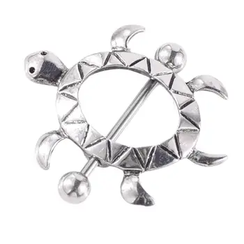 Nerūdijančio Plieno Vėžlys Spenelių Shield Žiedus, Šviesą Kūno Auskarų vėrimo Papuošalai Q6PB