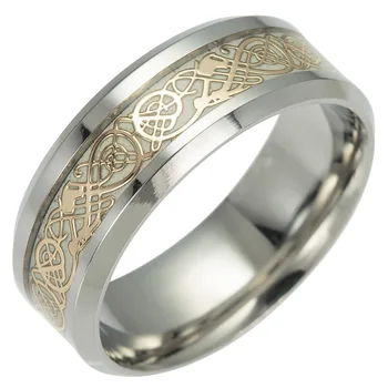 Nerūdijančio Plieno Šviesos Drakonas Dizainas Vyrų ir Moterų Žiedas Europos ir Amerikos Nauji Liuminescencinės Žiedo Ornamentas Didmeninės