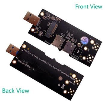 NGFF M. 2 Raktas B USB 3.0 Adapteris Riser Card su Dviguba NANO SIM Kortelės Lizdas Jungtis WWAN/LTE Modulis
