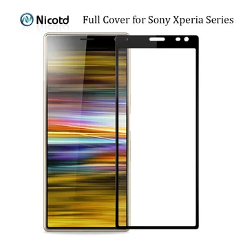 NicoTD Visiškai Padengti Apsauginiu Stiklu Sony Xperia 10 Plius 10 5 1 L3 Grūdintas Screen Protector, Lenktas Krašto Stiklo Plėvelės