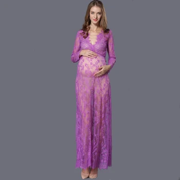 Nėščių Moterų, Ilgai Maxi Gėlių Nėrinių Suknelė Motinystės Fotosesiją Išgalvotas Suknelė