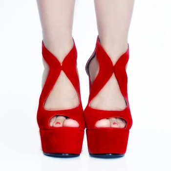 Olomm Moterų Platformos Basutės Komfortą Pleištai Aukštakulniai Bateliai Stilingas Peep Toe Raudona Juoda Šalis, Batai Moterims, JAV Plus Size 5-15