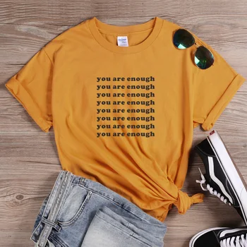 ONSEME Įkvepiantį Marškinėliai Moterims Harajuku Esate Pakankamai Estetinės Vasaros Drabužių trumpomis Rankovėmis O-kaklo marškinėlius Tumblr Q-861
