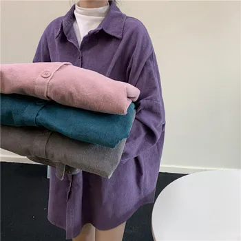 Outwear Negabaritinių Velvetas Marškiniai, Paltai Moterims Topai Palaidinės Prarasti Atsitiktinis Blusas Striukės Korėjos Elegantiškas Camisas Mujer