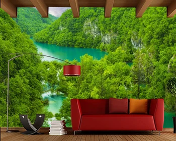 Papel de parede Krioklys Plitvice Ežerų žalia miško gamtinių 3d tapetai, freskos,svetainė, miegamojo sienos dokumentų namų dekoro