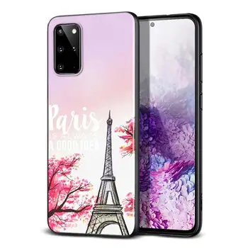 Paryžiaus Eifelio Bokštas Kelionės Stiliaus Samsung Galaxy A71 A51 (5G) A41 A31 2020 A21S A11 A90 A70S A50S A30S A10S Juoda Telefono dėklas