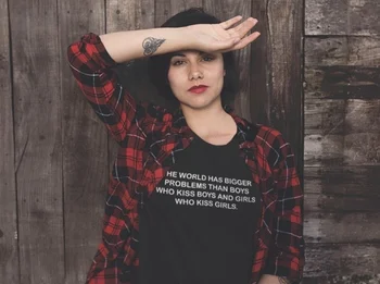 Pasaulyje Yra Didesnių Problemų Moteriški tees Lesbiečių Marškinėlius Gėjų tumblr grunge Unisex Marškinėliai Grafinis šūkis mados Politikos Viršūnes