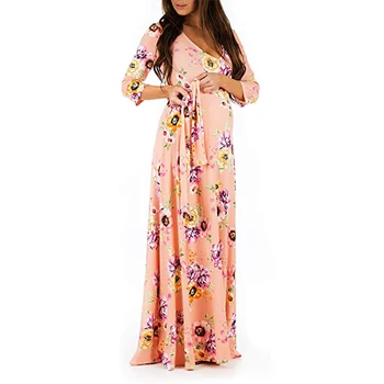 PatPat 2021 Naujas ArrivalElegant Gėlių Spausdinti Pasėlių-Rankovės Motinystės Maxi Suknelė