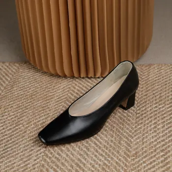 Pavasarį, vasarą office ponios batai aukštakulniai visiškai originali moterų oda siurbliai, prekės ženklo moterų batai didelio dydžio 34-43