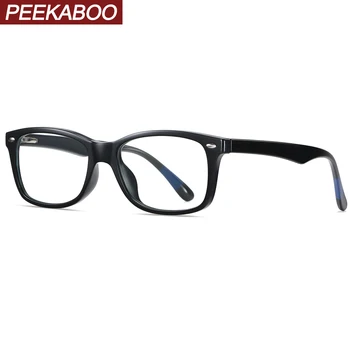 Peekaboo retro moterims, akinių rėmeliai vyrų kovos su mėlyna šviesa, skaidraus lęšio vyrų aikštė akiniai tr90 kniedės apdaila juoda pilka