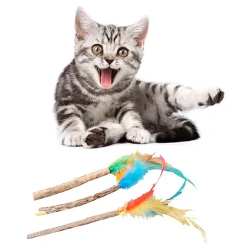 Plunksnų Naminių Kačių Dantį Žaislai Molinis Interaktyvus (Plunksnų Spalva Atsitiktine Tvarka) Funny Cat Stick Kačiukas Žaislas