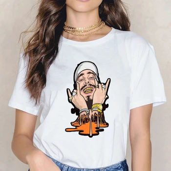 Po Malone Hip-Hop 90-ųjų Klasikinis Derliaus Filmą T Shirts Vasaros Laisvalaikio moteriški marškinėliai trumpomis Rankovėmis Moteriška Viršūnes Tees