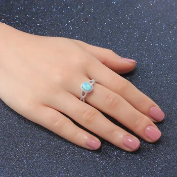 Prabanga 925 Sterlingas Sidabro Žiedai Moterims Mėlynas Opalas Žiedai Paprastas Švelnus Žiedai Moterų Jubiliejų Šalis Dovana Moterims, Papuošalai
