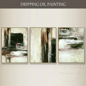 Puikus Menininko Ranka-dažytos Aukštos Kokybės Abstrakčiai Naftos Tapyba ant Drobės Kelis Tamsių Spalvų Abstrakčios Aliejaus Tapybai Apdaila