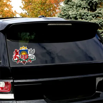 Puikus Spalvingas herbas Latvija KKs Atspindintis Automobilių Lipdukas Vandeniui Lazerio Mados Pvc17.5cm X 14cm