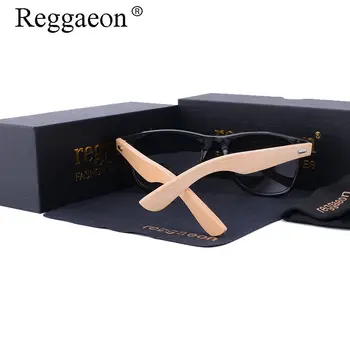 Reggaeon Prekės ženklo Dizainas Aikštėje vyriški akiniai aukštos kokybės medinės kojos akinių mados spalvotų vyrų Ponios UV400 Akiniai nuo saulės