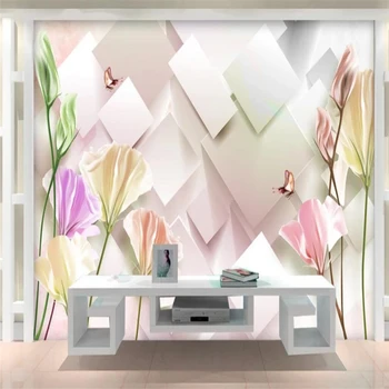 Romantiškas ir madingi gėlių 3D TV foną, sienų tapyba