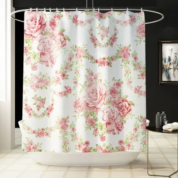 Rožių Gėlių tualeto kilimėlis 4pcs rinkiniai neslidus absorbentas vonios kilimėlis Dušo užuolaidos