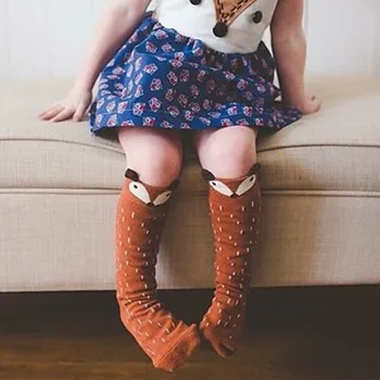Rudenį Baby Girl Kojų Šildytuvus Vaikai Medvilnės Fox Turėti Ilgas kojines Kelio aukštos Kojų Šildytuvus Fox Vaikų Medvilnės Kojinės D0229