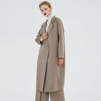 Rudenį ir žiemą 2019 naujo stiliaus vilnonis paltas kokono tipas arge dydis lieknas moteris, paltai vandens čiurlenimu dvipusis vilnos drabužiai