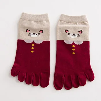 Rudenį ir žiemą naujų animacinių filmų penkių pirštų moterų kojinės medvilnės mielas split toe kojinės Japonijos kojų kojinės žemų dažnių trumpas vamzdis