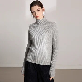 Rudenį, Žiemą naujas pusiau aukštos apykaklės vaiskiai balta megztinis trumpa stora lieknėjimo megzti bazės megztinis minkštas džemperis moterims