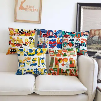 Rusija iliustracija pagalvėlė padengti Pagalvės, patalynė POLO kelionių Europos illustrator Iv Orlovas darbai Namuose, sofos Dekoravimas dekoratyvinės pagalvėlės dangtis