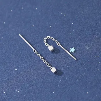 S925 sterlingas sidabro šviesiai žalia žvaigždė auskarai ponios mielas temperamentas mados paprasta korėjos auskarai papuošalai dovana 6-3137