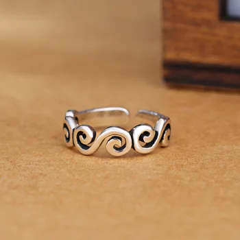 S925 sterlingas sidabro žiedai moterims Bijoux S Paprastas Stilius Daugiasluoksnės Linija Žiedai Moterims, Dovanos, Didelis Grandinės Žiedai
