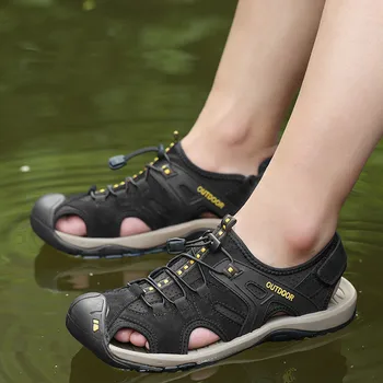 SAGACE vyriški sandalai 2020 metų vasaros vyrų mados oda sporto kvėpuojantis butas batai paplūdimys, vandens sporto sandalai naują įrašą