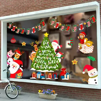 Santa Claus Lipdukas Linksmų Kalėdų eglutę Lango Lipdukas PVC, atsparus Vandeniui 2021 Naujųjų Metų Siena Lipdukas Namų Puošybai